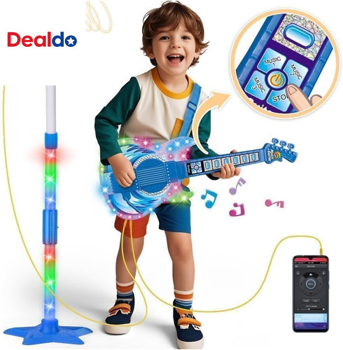Kids guitar and microphone - and,